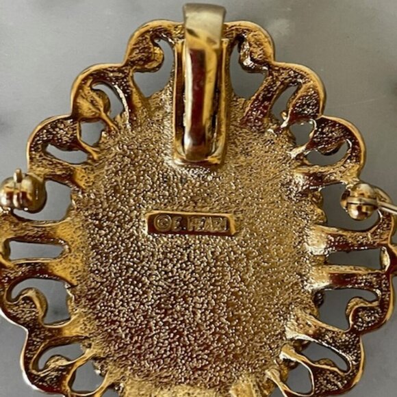 ERWIN PEARL Cameo Interchangeable Brooch/Pendant Vintage Blue White Gold - Picture 15 of 16